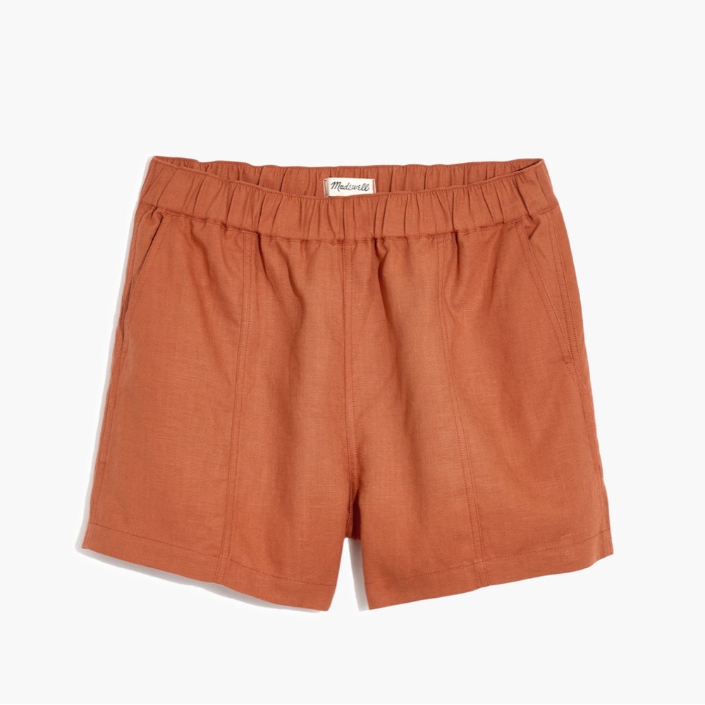 Madewell Linen-Blend Easy Pull-On Shorts Afterglow Red XXS NWT